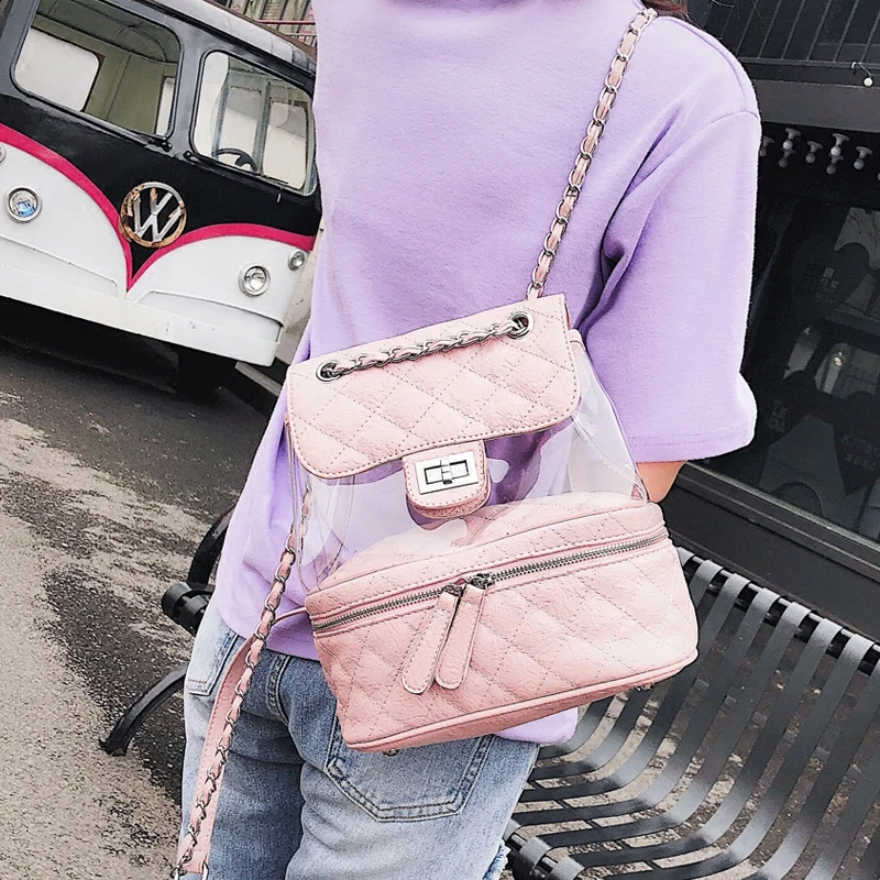 Новинка 2019 милый рюкзак для подростков прозрачные рюкзаки качественный женский