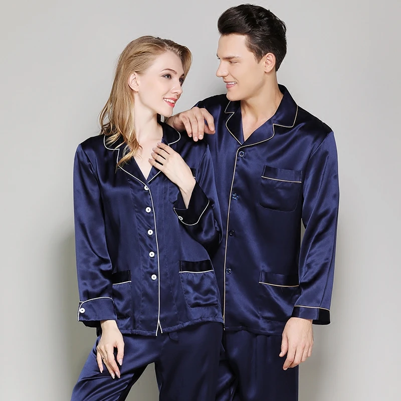 Pyjamas Sets  Woman Solid Autumn100% Silk Stain Women Silk Two Piece  Nightwears Pajamas Sets Sleepwear Homewear  Pajama Set 2xl