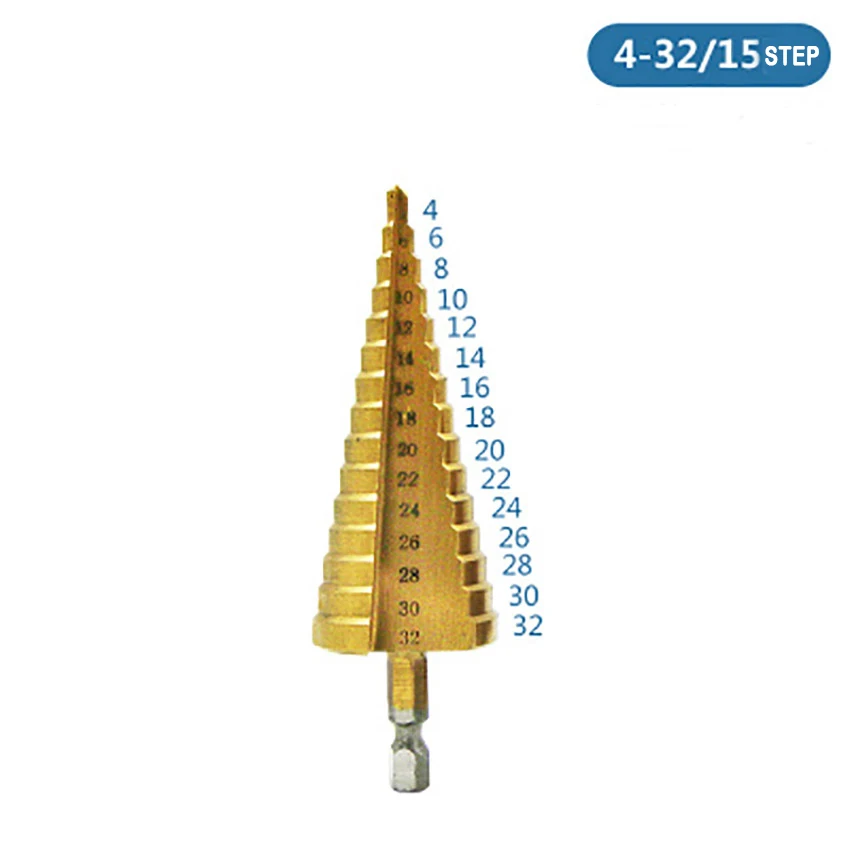 3pcs/set Hexagonal Handle Step Drill Pagoda Metal Cutter Bit Useful 4-32 4-20 4-12 Spiral Flute Steel Plate Opener | Инструменты