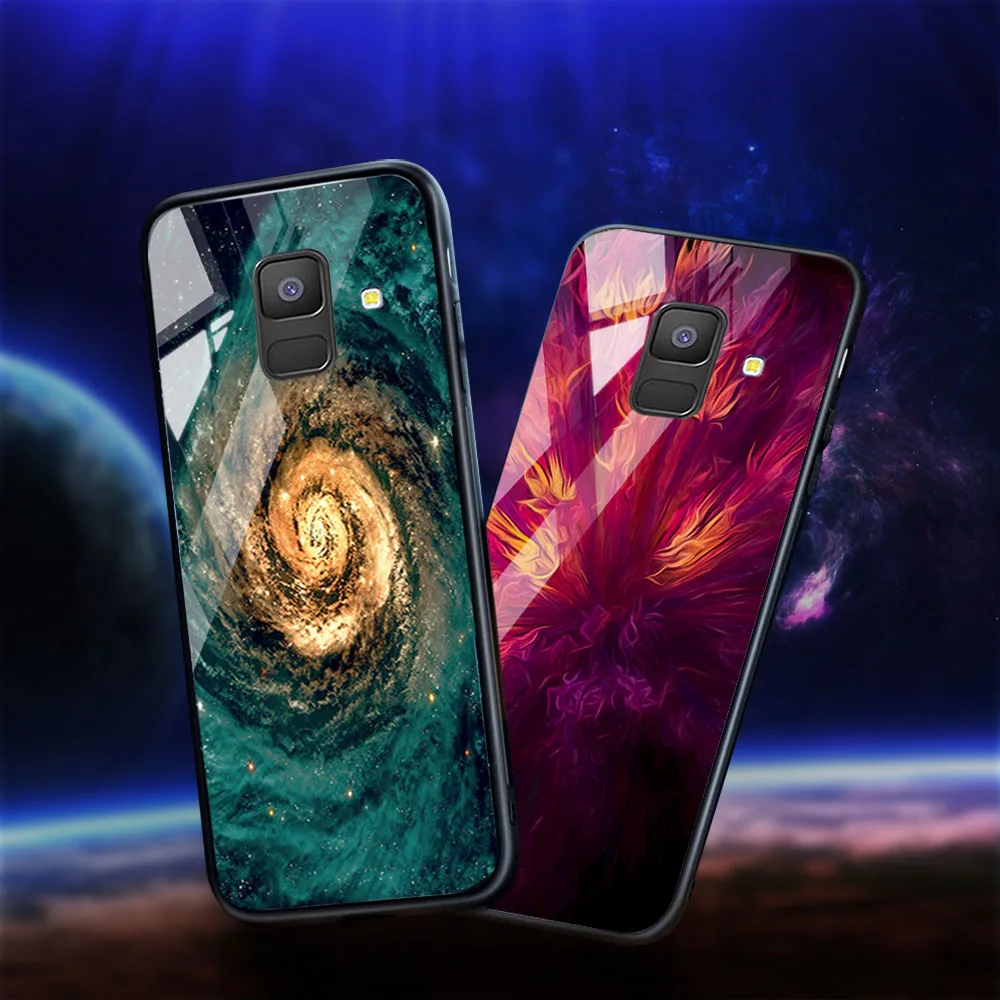 Soaptree чехол из закаленного стекла для samsung Galaxy A8 A6 Plus чехол s Star Space мультфильм для samsung A8 A730F A530F чехол бампер