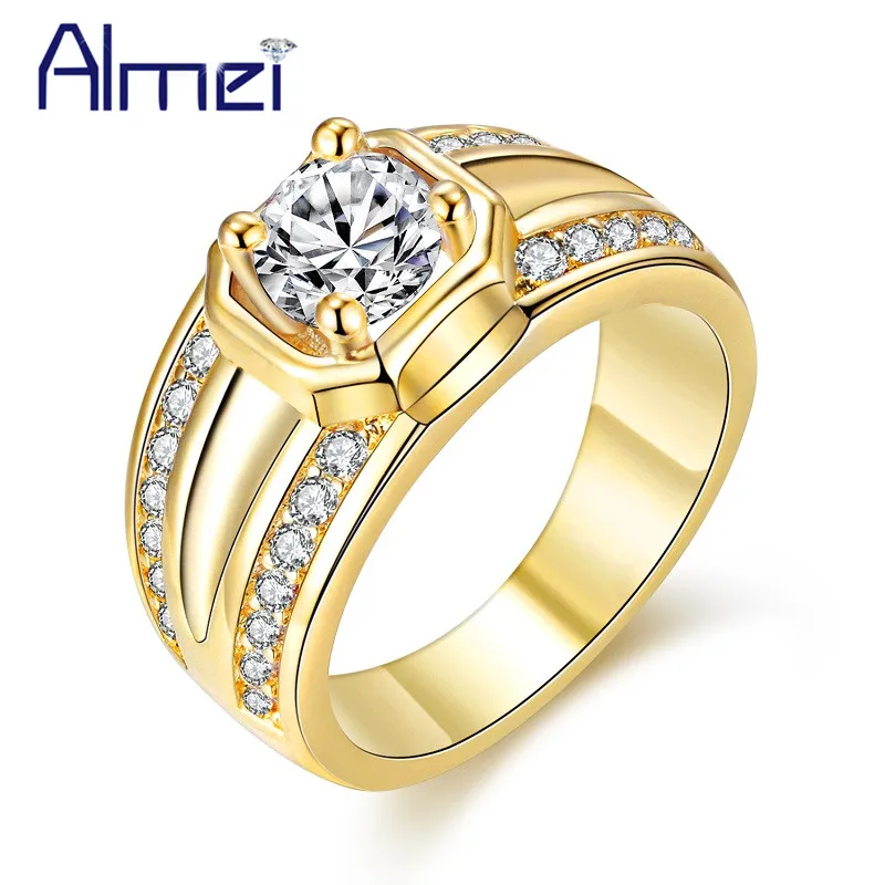 Almei 20% кольцо женское золото серебро кольца перстни женские с белым камнем для