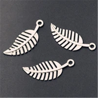 wkoud 15pcs silver color fir tree leaves charm alloy pendant for earring bracelet diy popular jewelry handmade a832