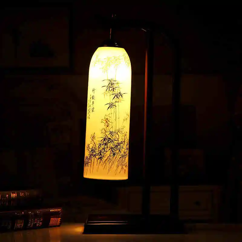 Китайская антикварная Винтажная настольная лампа для гостиной фарфоровая