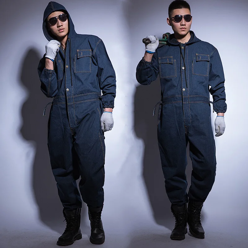 S-4XL, мужские комбинезоны, комбинезон с длинным рукавом, мульти-карман, капюшон, свободный, большой размер, джинсовые комбинезоны, джинсы размера плюс, уни-секс, рабочая одежда