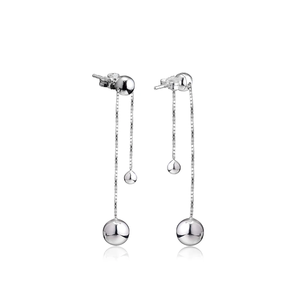 Real 925 Sterling Silver Jewelry String of Beads Hanging Earrings Fashion for Women Party Birthday Gift Newest QANDOCCI | Украшения и