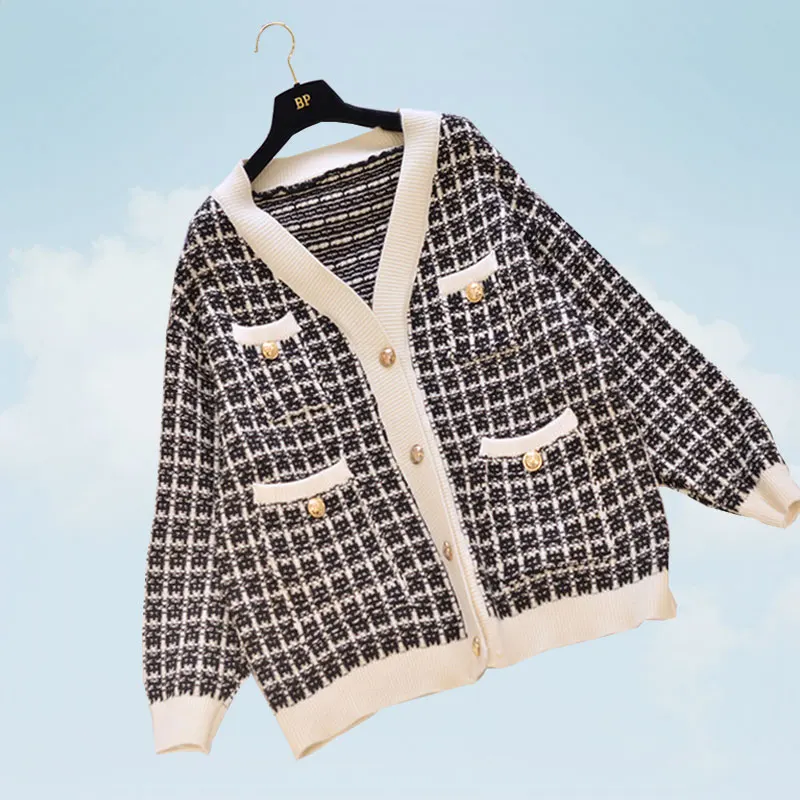 Very fairy Loose Knit Cardigan Female Korean Lazy Wind Single-breasted Large Size Sweater Women Thicken feminine coat SS89 |