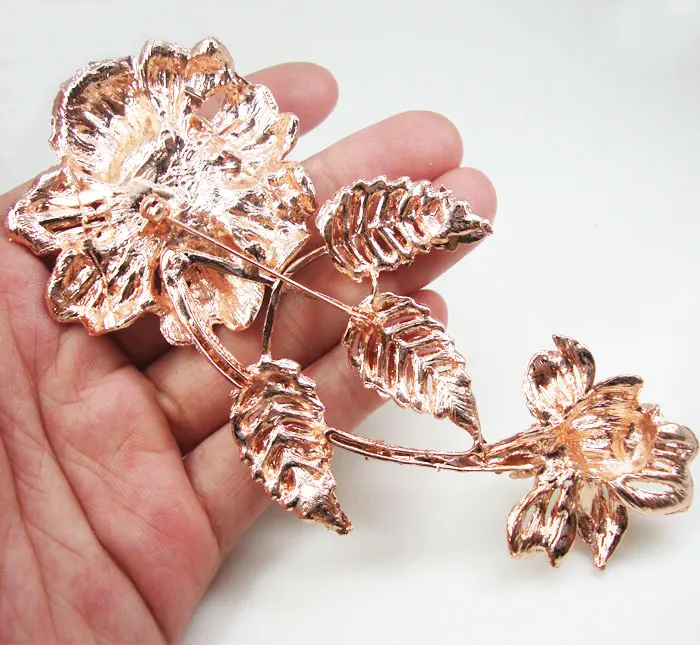 Брошь из розового золота новинка очаровательная брошь в виде букета с 3 листьями