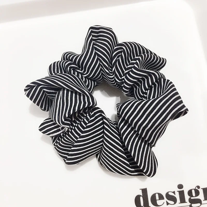 F Elasticity Scrunchie New Hot Ponytail Holder Hairband Hair Rope Tie Fashion Stipe 1PC Floral Women Girls - Цвет: F
