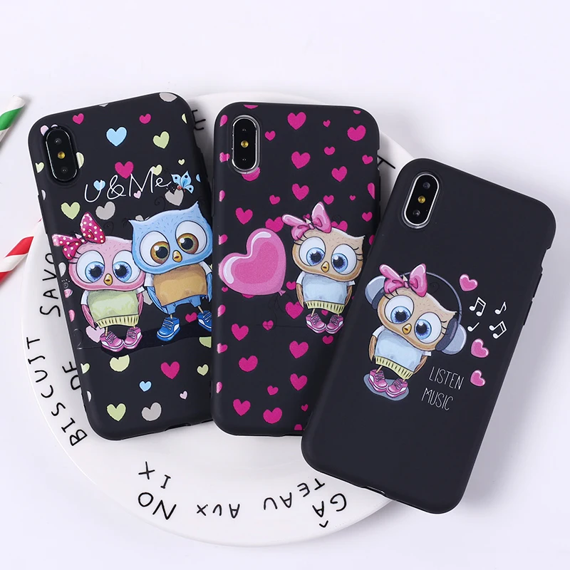 

Cute Owl Hearts Lover Christmas Soft Silicone Phone Case Fundas Coque Cover For iPhone 12 11 Pro 7 7Plus 6 6S 8 8PLUS X XS Max
