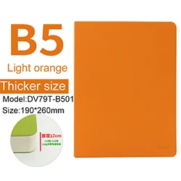 B5 light orange book Deli, 1 шт., цветной блокнот B5, 8 цветов, яркий бизнес, простой блокнот, канцелярские принадлежности, B5, дневник, книга, толстая, Корейская, мягкая, кожаная книга - Цвет: B5 light orange book