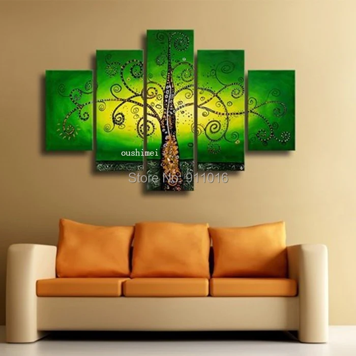 

Handmade Wall Art Paintings Home Decor Pachira Macrocarpa Abstract Tree Landscape Oil Painting On Canvas Green Picture On Canvas