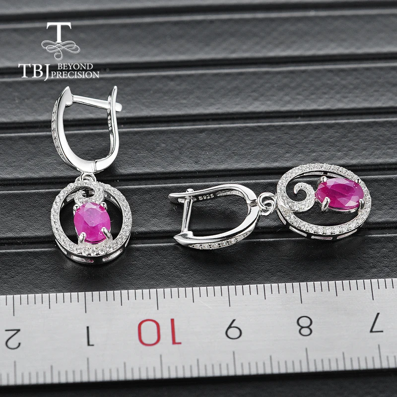 Серьги с серебряной застежкой рубином овальные серьги натуральным драгоценным