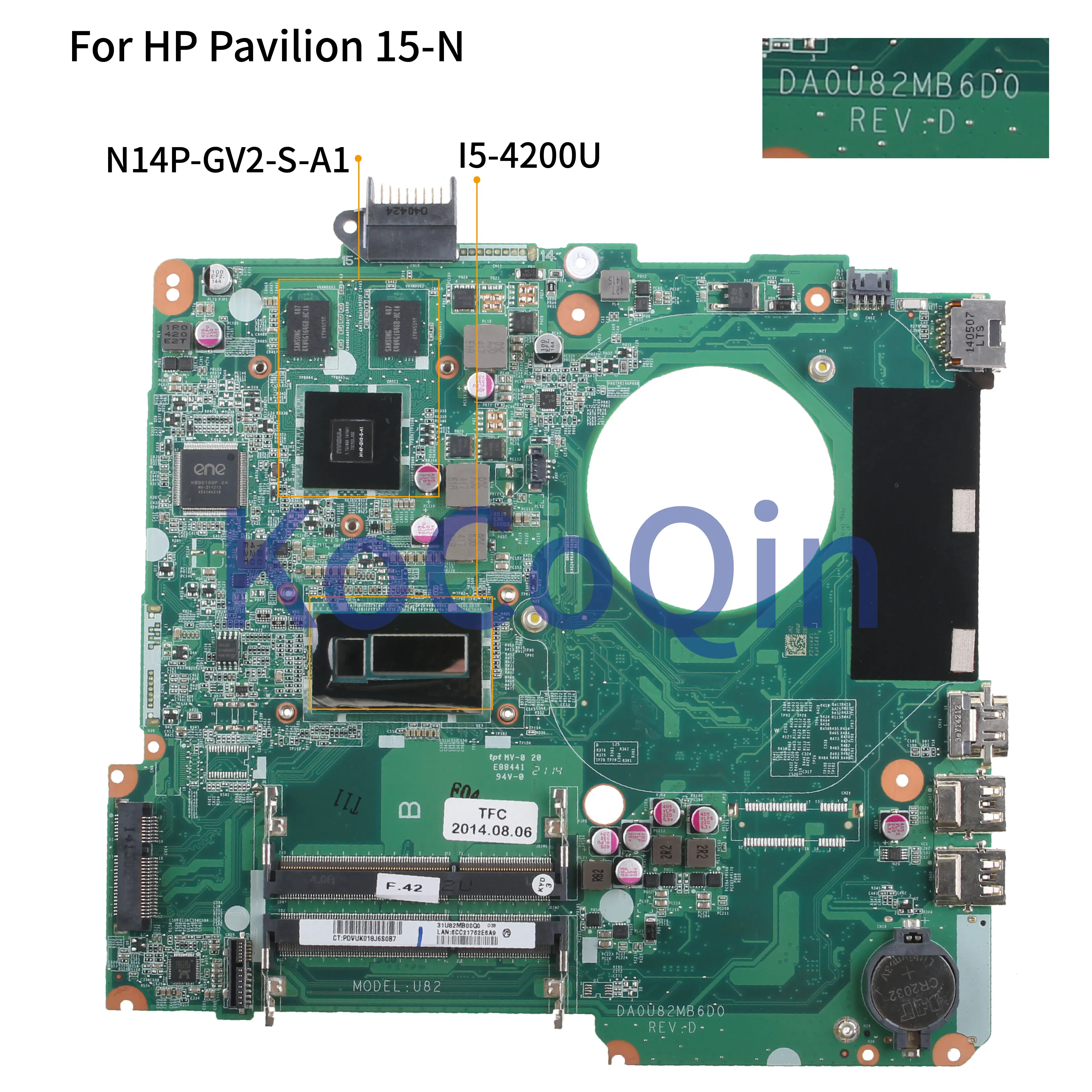 

KoCoQin Laptop motherboard For HP Pavilion 15-N 15-n005TX 15'6 Mainboard 736377-001 736377-501 DA0U82MB6D0 SR170 I5-4200U
