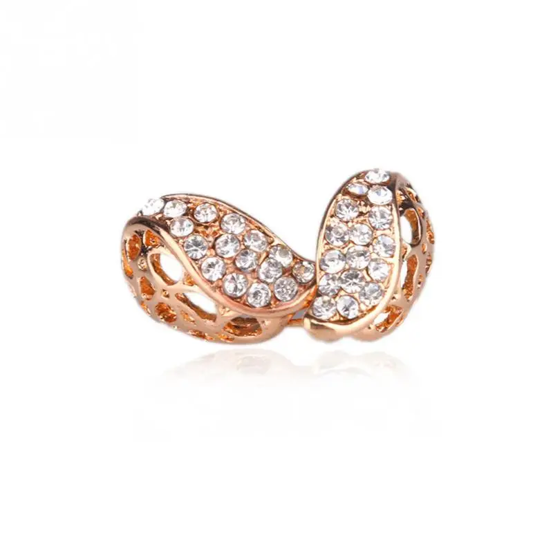 Новая Мода Женская Дамы Форма Листа Прозрачного Хрусталя Rhinestone Серебряный