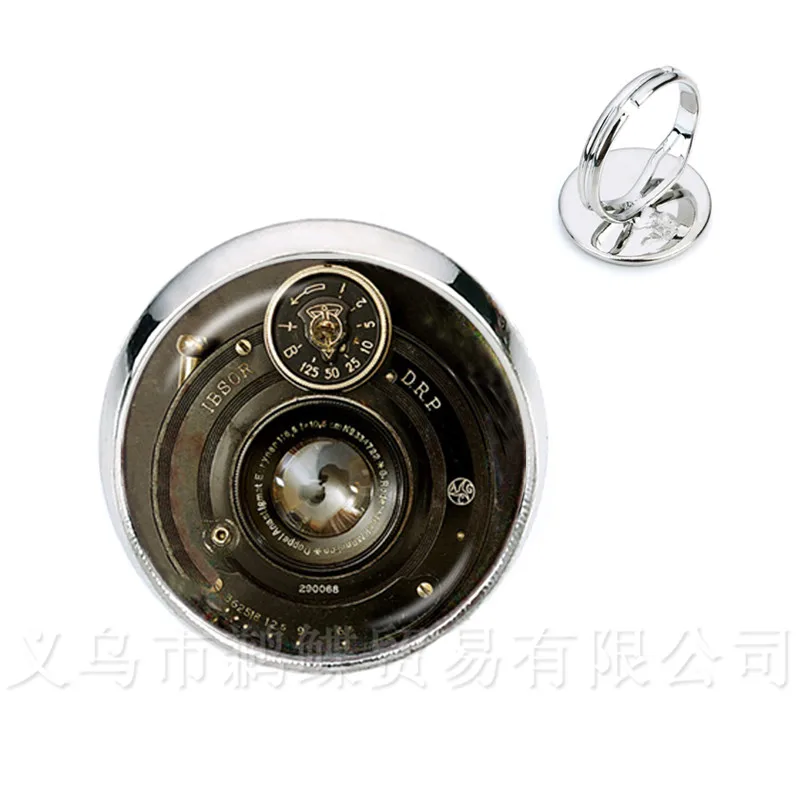 

Camera Lens Rings Glass Cabochon Photography Silver/Golder 2 Color Plated Adjustable Rings For Women Girls Gift