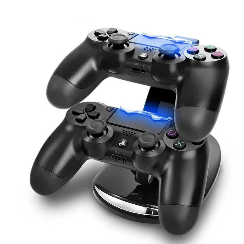 Free shipping high quality Dual Controller LED Blue Light Charger Dock Station for PlayStation 4 PS4 USB Fast Charging Stand |