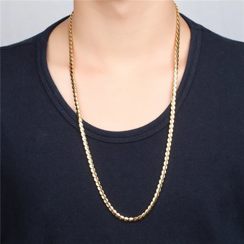 BRZHA Necklace Long/Choker Wholesale 6MM Vintage Punk Black Gun/Gold color Chain For Women/Men Jewelry NU723 | Украшения и