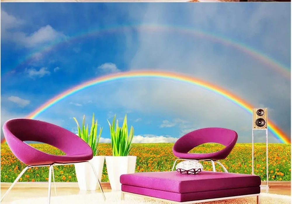 Пейзаж обои фрески Радуга Гостиная ТВ фон спальня 3d фото домашний декор |