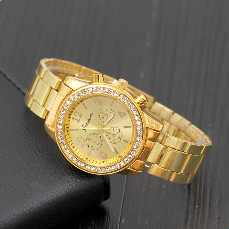 

Montre Femme Luxury Rose Gold Women Watches geneva diamond watch Metal Steel Alloy Clock Lady Male Wristwatches relogio feminino