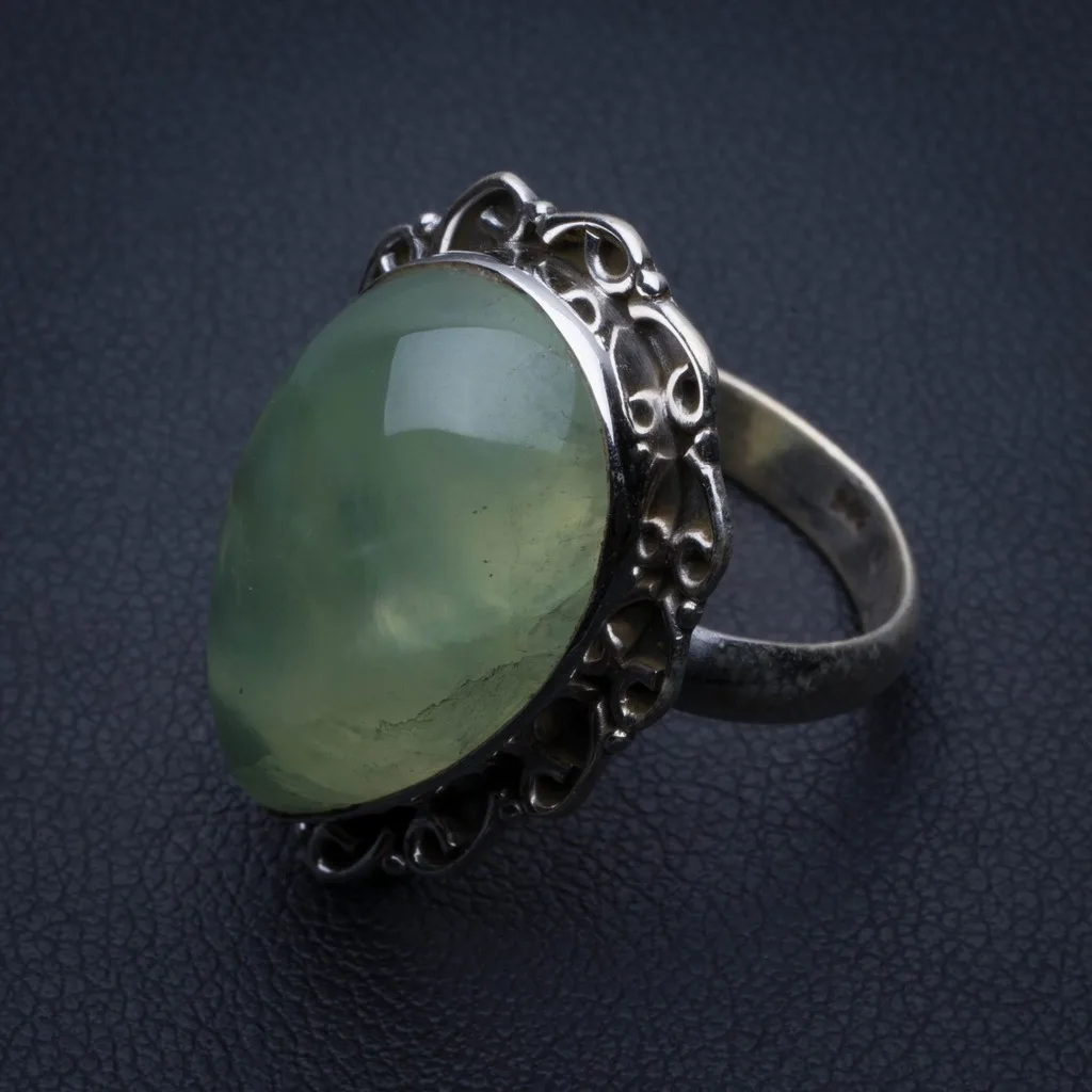 Серебряное кольцо с натуральным Prehnite размер США 6 R3054 в виде кольца | Украшения и