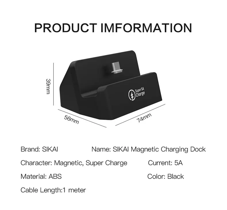 Магнитные зарядные устройства для мобильных телефонов для huawei p20 lite mate 20 Honor supercharge SIKAI 5A Беспроводная быстрая зарядная док-станция Подставка