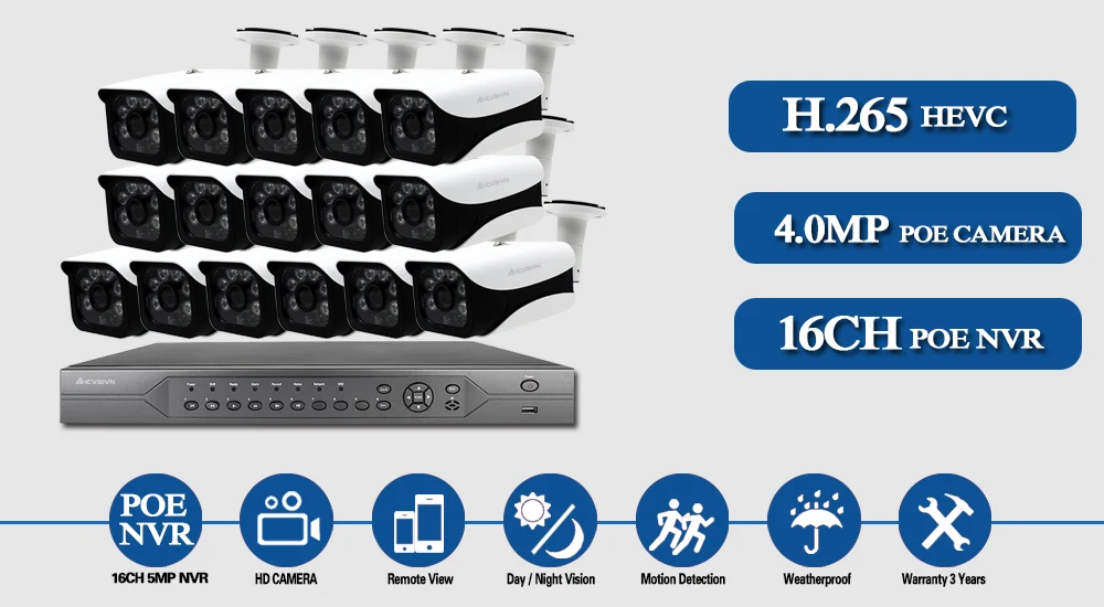 H.265 16CH 5MP POE NVR CCTV Системы 16 шт. 4 K камера безопасности наружного аудио записывать звук IP Камера 16CH комплект видеонаблюдения 2 ТБ