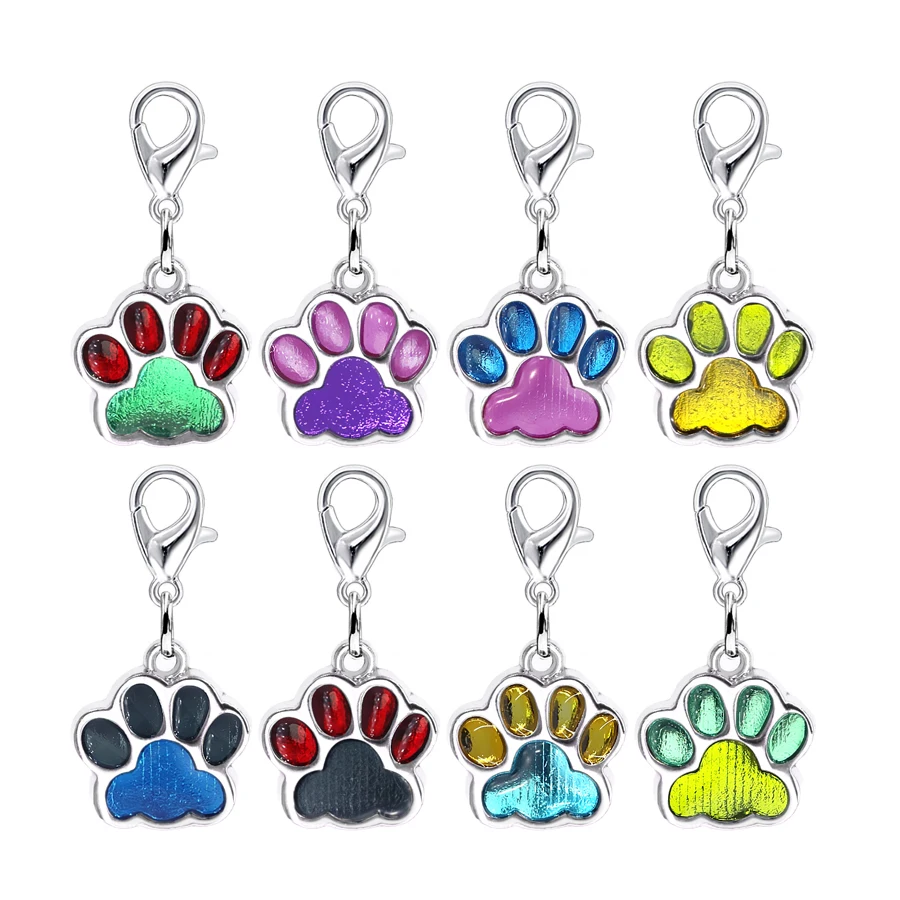 10pcs Enamel Bling Cat Dog/Bear Paw footprint Hang charm fit Rotating Lobster Clasp Key Chain rings bag Jewelry Making HC503 - купить по