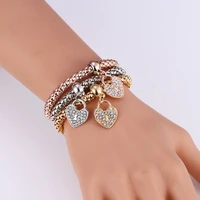 2019 europe and america new fashion style crystal heart bracelet bangle 3pcsset women exquisite bracelets sets jewelry gifts
