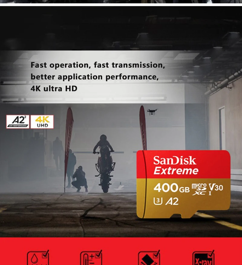 Sandisk Новинка Экстремальная Micro SD карта U3 A2 microSDXC V30 карта памяти 64G128G256G TF карта скорость до 160 МБ/с./с SD карты