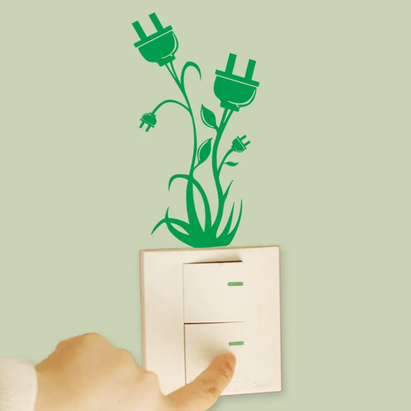 Funny Plug Flower Floral Switch Sticker Home Decoration 3121 Wall Decals Room decor Murals Poster | Дом и сад
