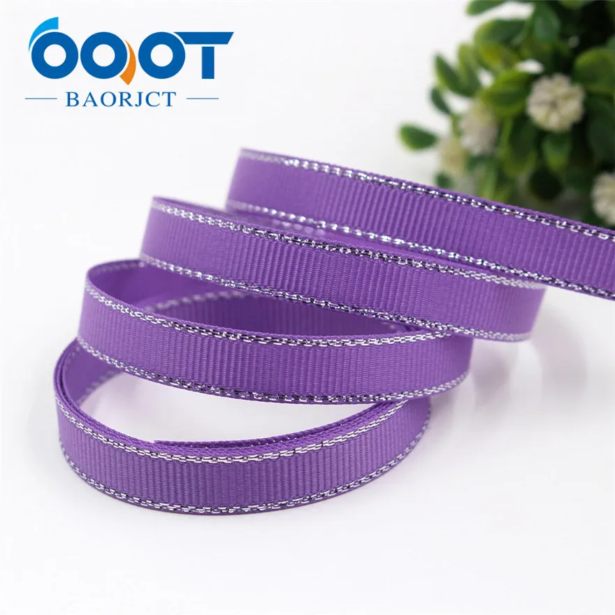 I-19316-576 OOOT BAORJCT I-19316-565 10 мм 10 ярдов Серебряный двусторонний grosgrain ленты, DIY лук кепки аксессуары и украшения - Цвет: I-19316-576