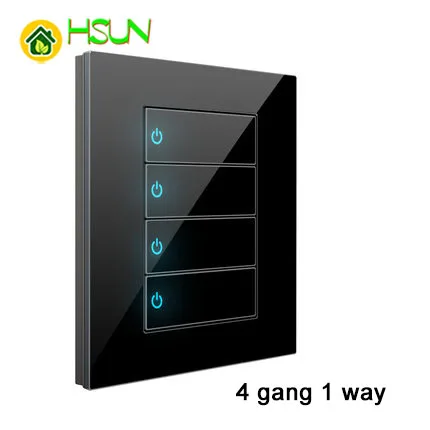 4gang 1way 86 Тип, черный переключатель из закаленного стекла, 1, 2, 3, 4 комплекта, 1, 2 варианта, Переключатель точки ящерицы, Comuter, ТВ, телефонная розетка, Бытовой настенный переключатель - Цвет: 4gang 1way
