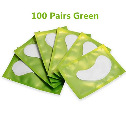 100 Pairs Green NEWCOME 20/50/100 пар подушечки для ресниц под глаза гелевые подушечки 7 цветов Безворсовая Ткань наклейки для подвесных для наращивания ресниц инструмент - Цвет: 100 Pairs Green