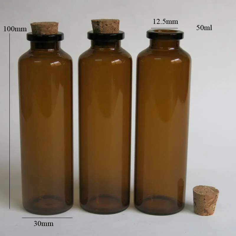 

360 x 50ml Empty Glass Amber Tube with Cork Stopper 50cc Glass Bottle with Cork Clear Container Used for Display Jewelry