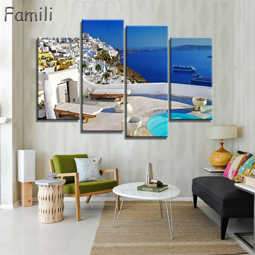 4 панели современная живопись домашнее декоративное искусство картина Греция