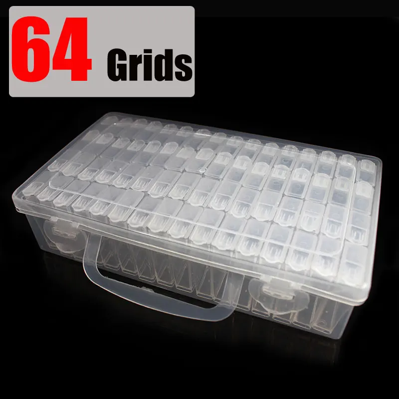 64 Grids Пластиковые аксессуары для алмазной живописи 6 12 42 64 слот контейнер для бутылок коробка для хранения держатель для алмазной живописи Daimond коробка для рисования - Цвет: 64 Grids