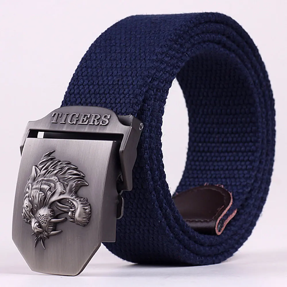 Style1 Blue Новое поступление, мужской холщовый ремень с тигровой пряжкой, военный ремень, армейские тактические ремни для мужчин, высокое качество, мужской ремень - Цвет: Style1 Blue