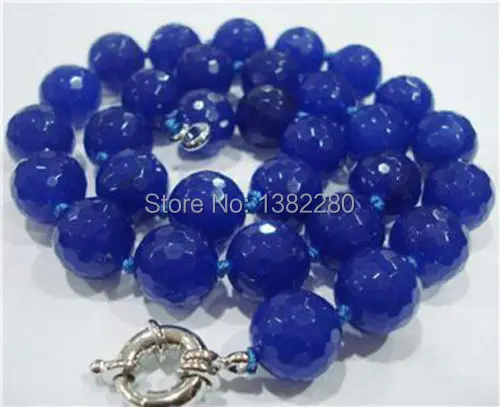 

Wholesale 10mm Blue chalcedony Faceted Round Necklace 18" Suitable for all kinds of beautiful jewelry