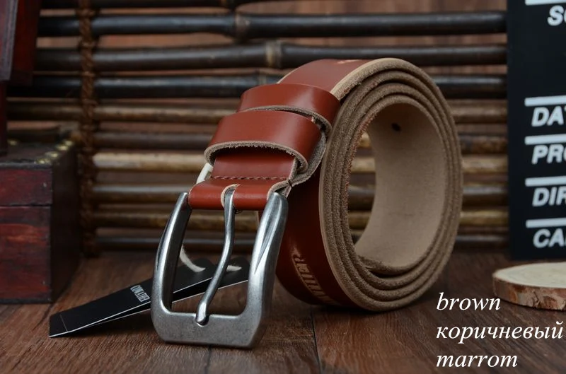 XF009 brown COWATHER новая мода стиль корова натуральная кожа ремни для мужчин роскошный пряжкой высокое качество черный коричневый кофе - Цвет: XF009 brown