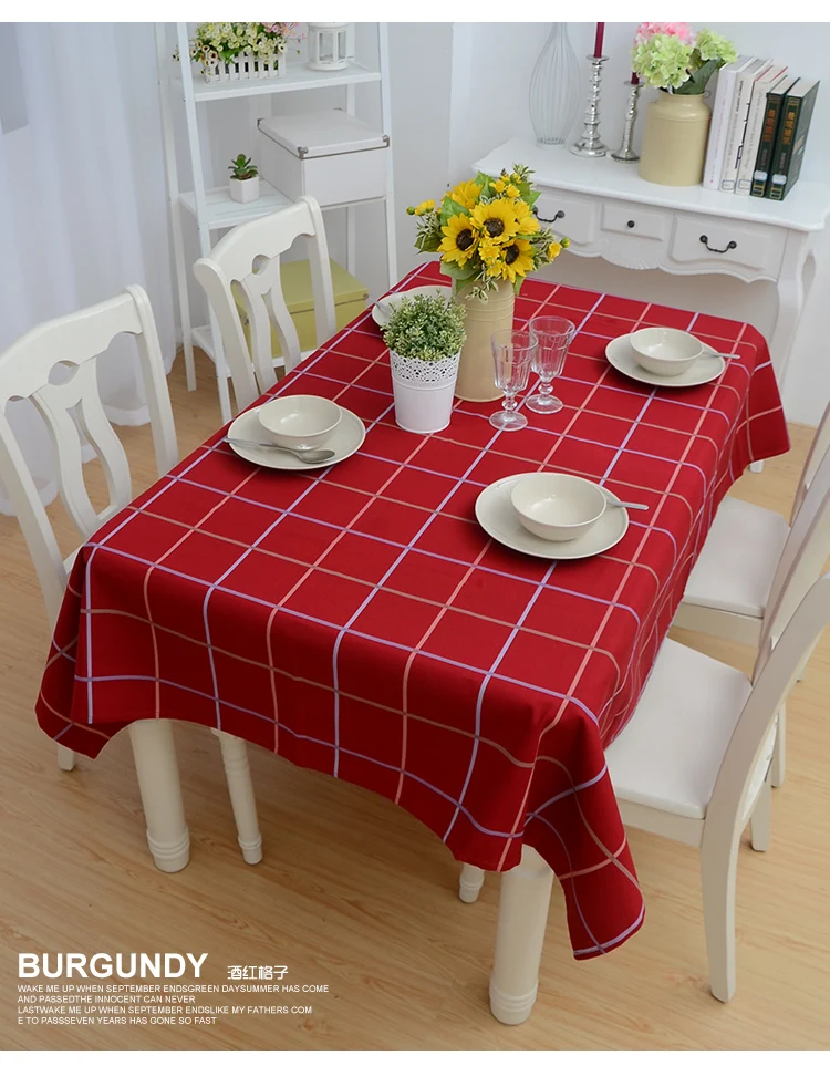 Модная столовая скатерть решетки пыле универсальная хлопок холщовые двойные