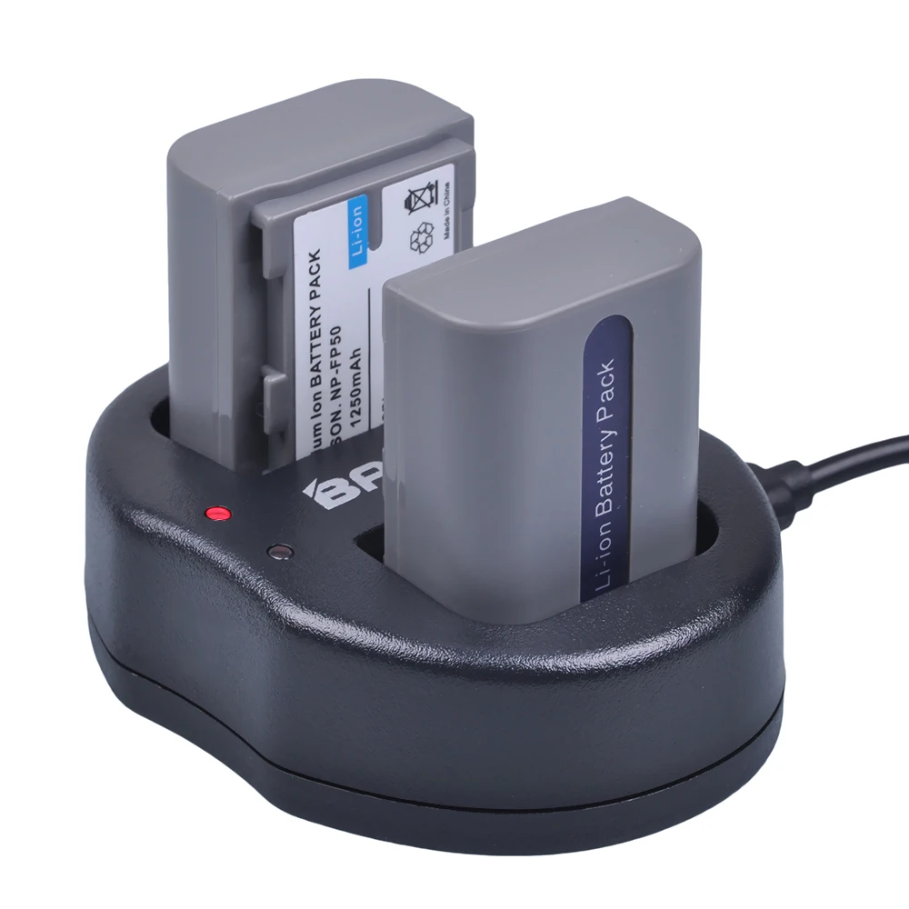 Аккумулятор Batmax NPFP50 1250 мА/ч с двойным зарядным устройством akku + USB для Sony NP FP50 FH30