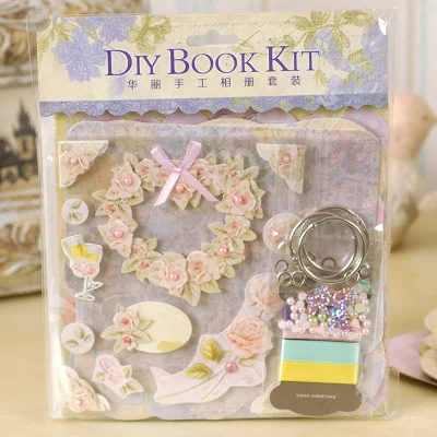 14 Bracket Eno поздравление Мини DIY скрапбук набор для девочек/Свадебный маленький фотоальбом винтажный альбом на день рождения подарок - Цвет: 14 Bracket