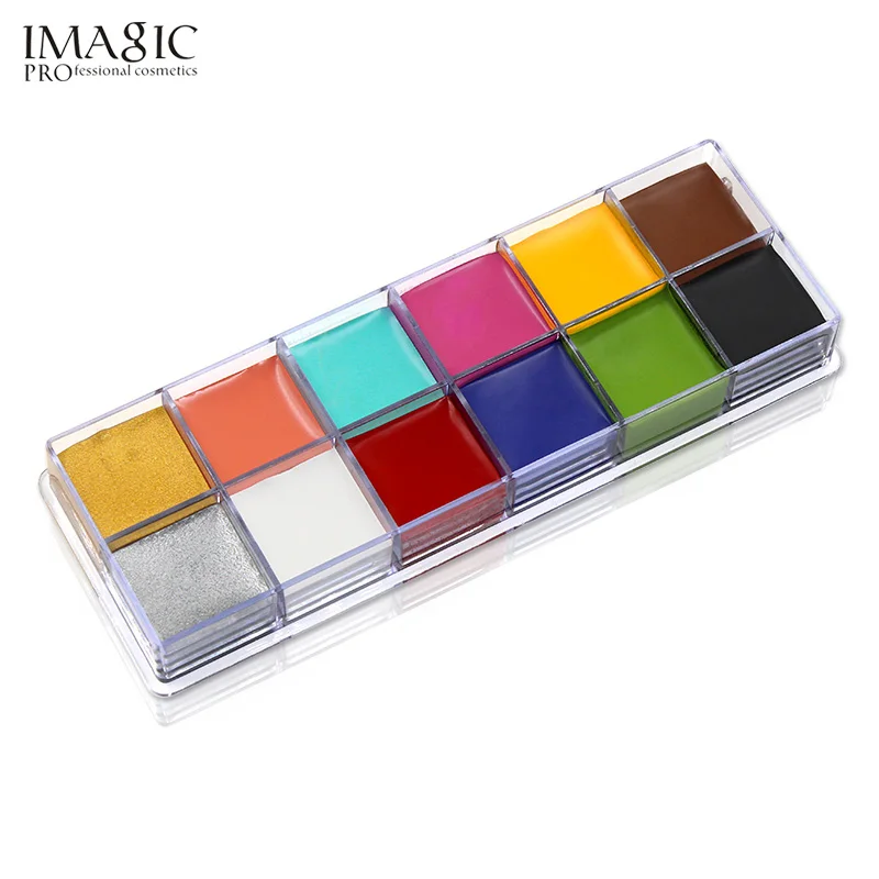 BD-501-1 IMAGIC Хэллоуин, краска для лица, масляная краска, набор для макияжа, набор инструментов для вечеринки, нарядное платье, 12 цветов для тату+ 6 кистей для краски - Цвет: BD-501-1