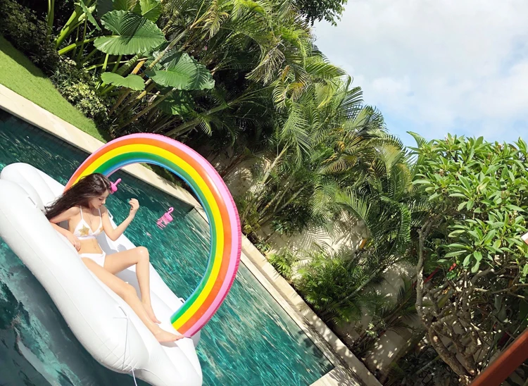 Adult swimming ring pool vison water park toys air rainbow island floating accessories tube rafting toys