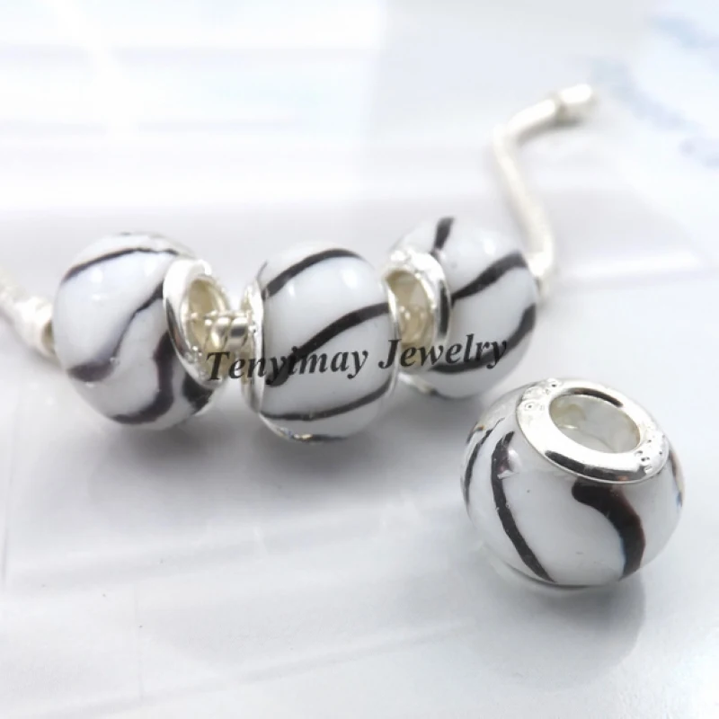 Модные стеклянные бусины в европейском стиле с большим отверстием для DIY 50 шт./лот