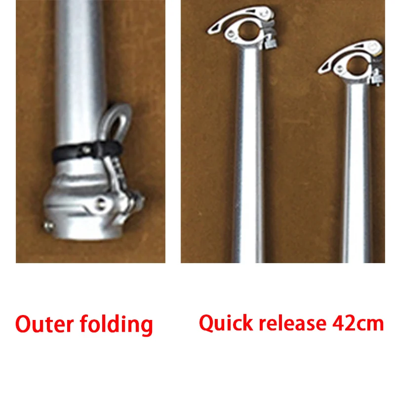 QR 42cm outer silver Litepro алюминиевый складной руль для велосипеда со стержнем, быстроразъемный, 25,4 мм, фиксированная ручка, головка, трубка, складные детали - Цвет: QR 42cm outer silver
