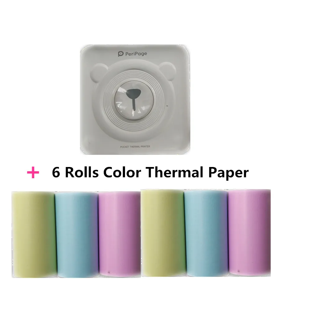 Printer add 6 rolls GOOJPRT Peripage фото принтер карманный мини-наклейка термопринтер Bluetooth портативный мини-принтер для Мобильные телефоны Android IOS Телефон - Цвет: Printer add 6 rolls