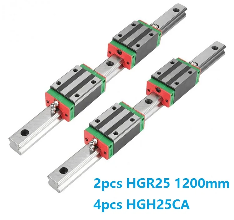 

Линейная направляющая HGR25 -L 1200 мм + 4 шт. HGH25CA или HGW25CC, фрезерный станок с ЧПУ для линейной каретки блока, сделано в Китае, 2 шт.