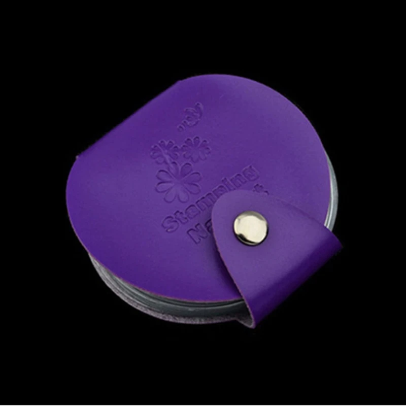 PURPLE 24 слота тиснения пластины держатель чехол Модный круглый дизайн ногтей шаблон Органайзер 4 цвета пустой чехол дизайн ногтей инструменты для маникюра - Цвет: PURPLE