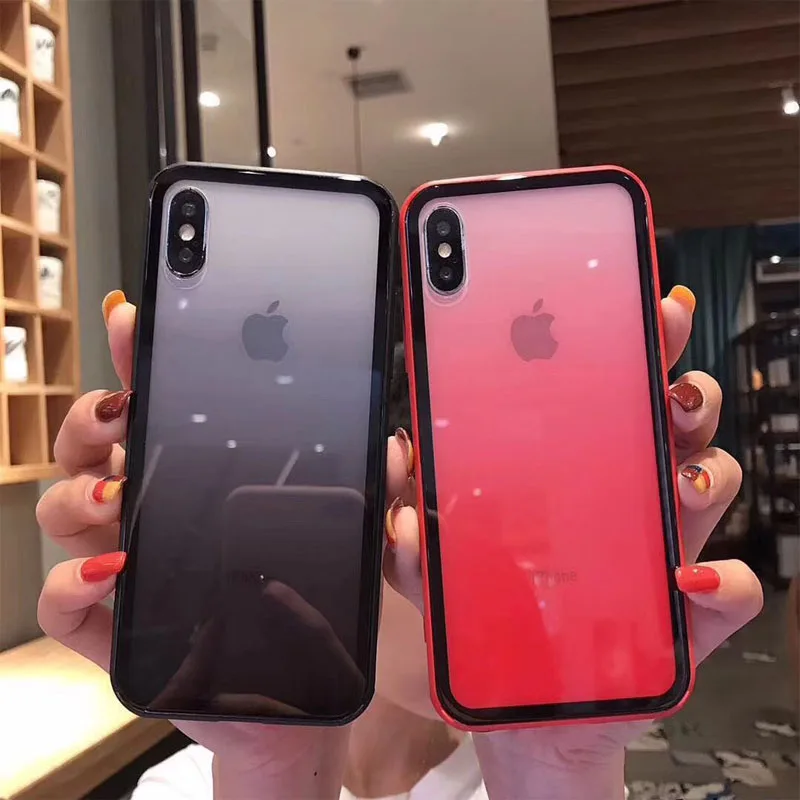 Роскошный Ультратонкий чехол из градиентного стекла для iphone xs max XR X 6S 7 8Plus цветная